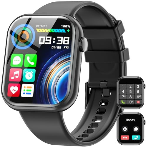 2023 Montre connectée pour homme femme, écran de 1,85 avec appel Bluetooth et réponse mains libres, montre intelligente avec podomètre, moniteur de fréquence cardiaque, montre de fitness pour Android