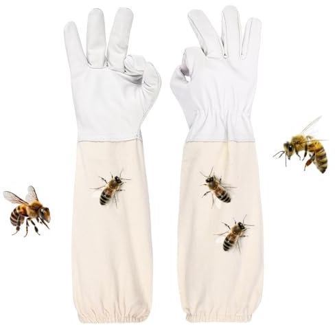 PLABBDPL Imkerhandschuhe aus Ziegenleder,Imker Handschuhe Herren Damen,Stichfeste imkereibedarf,Imker zubehör Für imkerhandschuhe Mit Belüfteten Ärmeln (XL)