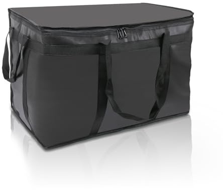 szkoo 2 Stück Isolierte Kühltasche Faltbar, 58 * 38 * 35cm Schwarz Pizza Lieferung Taschen, Picknick Kühltasche Transport Tasche für Heiße und Kalte Speisen