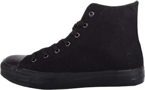 Mens Slip On Lace Up High Top Canvas Summer Trainers Pumps Sneakers (Black, UK Footwear Size System, Adult, Men, Numeric, Medium, 10)