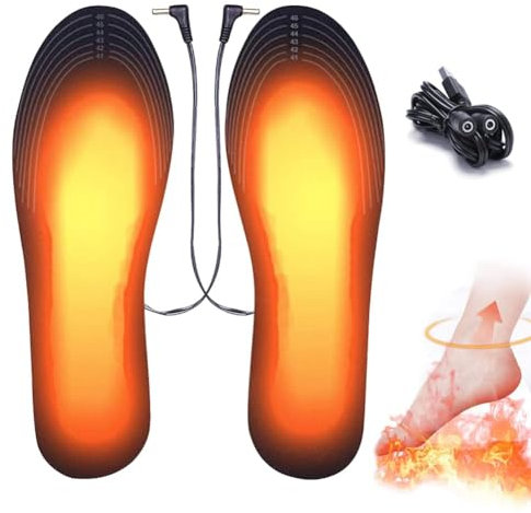 RANJIMA Beheizbare Einlegesohlen, Heated Insoles USB Wärmesohle Thermosohlen für Herren und Damen, Fußwärmer Schuhheizung Elektrisch Sohlenwärmer Fusswärmer für Winterjagd Skiangeln Wandern (41-46)