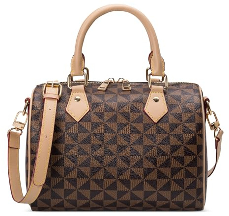 FOLOVEYA Borsa a Mano da donna Elegante Borsa da Donna Borsa a Tracolla Spalla Classica Sacchetto Tasches Multiple Stampa Borse Satchel Tote per Shopping Viaggio Partito Lavoro in Pelle PU Marrone
