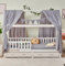 ALAVYA HOME Hausbett KOMPLETT Set I Kinderbett 80x160 cm mit Schubladen inkl. Deko und Matratze mit Rausfallschutz und Lattenrostt (Grau - mit Matratze+Schubladen+Musselin DEKO, 80 x 160 cm)