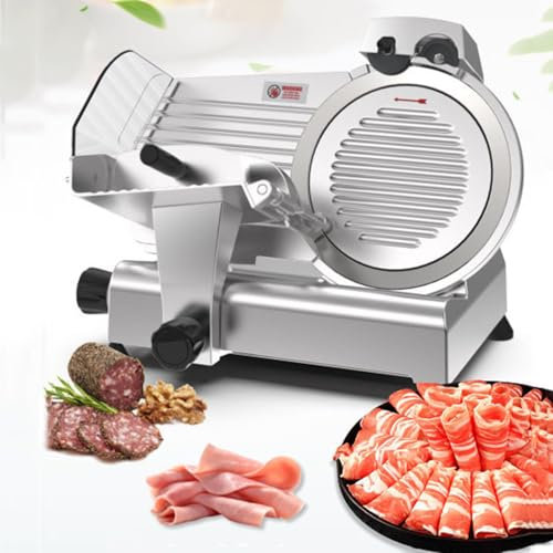 Cortadora de carne eléctrica de 120 W, cortadora de alimentos comercial con cuchilla de 8 pulgadas, cortadora de queso semiautomática de aleación de aluminio para carne, pan, jamón