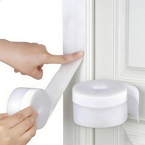 ZOMPAGO Transparent Silicone Weather Stripping, 1.35 x 16.4FT, Door Seal Strip for Windows & Doors, Self-Adhesive, No Residue, Soundproof & Energy Saving, for Sliding Doors, Shower Doors, Cabinets