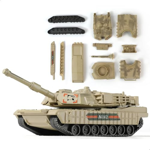 SEBUNAS 1/72e échelle M1A2 char militaire à construction rapide kits véhicule blindé américain M1A2 char de combat principal modèle de construction cadeau pour enfants (9 pièces)