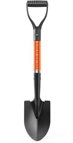 HIGHLIGHT Small Shovels,Gardening Shovel for Digging, Mini Kids Shovel, Length 28 Inches, D Handle, for Metal Beach, Camping, Snow, Fiberglass Handle, Orange