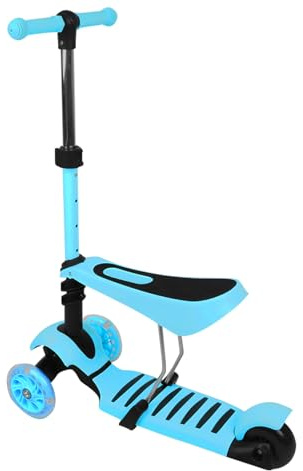 Trottinette pour Enfants 2-8 Ans, avec siège Amovible, Ajustement Continu, 3 Roues,2 LED élégantes, Trottinette Pliante, B-Bleu