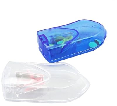 CALLARON Splitter per Pillole 2 Pezzi con Custodia in Plastica, Formato Tascabile Ovale, Tagliapillole per Tablet Piccoli e Grandi, per Uso Quotidiano