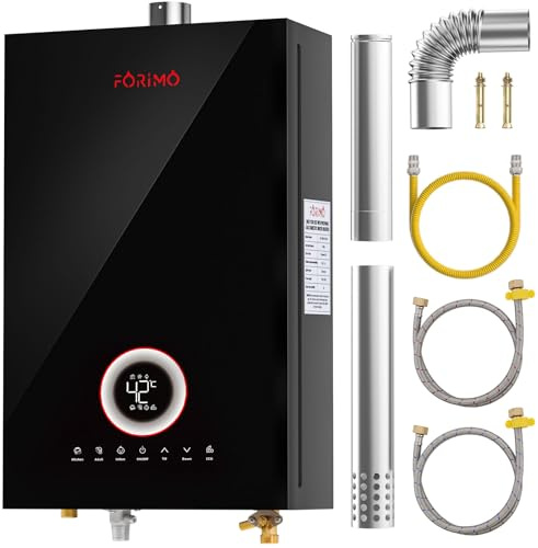 Tankless Water Heater Natural Gas, 4.21 GPM 16L Indoor Instant Hot Water Heater with Digital Fahrenheit Display Multi-Protection Constant Temperature for Home & Apartment