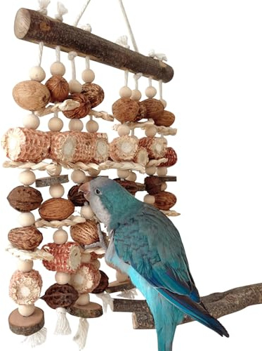 Genérico Juguetes para Masticar para Ninfas | Juguetes De Madera Naturales Interactivos - para Aves Pequeñas,para Loros Periquitos Exterior Interior Patio Ventana Balcón Jardín