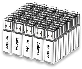 Anloter 50 unidades de memoria USB Flash Stick Pen Drive almacenamiento pulgar para computadora portátil Mac Tablet regalo (128 MB, plateado)
