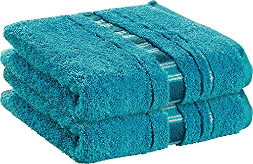 Erwin Müller Handtuch-Set 2er-Pack Achern türkis Größe 50x100 cm - #500g/m² - schnell trocknend, extra saugstark, beidseitige Schlaufen