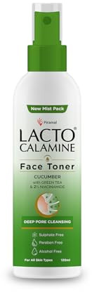 Lacto Calamine Glowrity Gurken-Gesichtswasser mit grünem Tee und Niacinamid für kühle und hydratisierte Haut, strafft die Poren und gleicht den Hautton aus. Geeignet für fettige Haut. Kein Sulfat