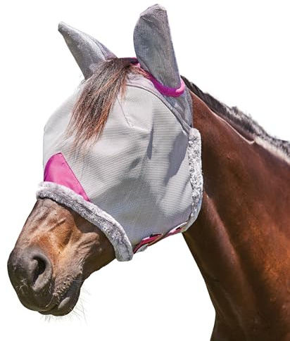 WeatherBeeta ComFiTec Deluxe strapazierfähige Netzmaske mit Ohren, grau/lila, Warmblut