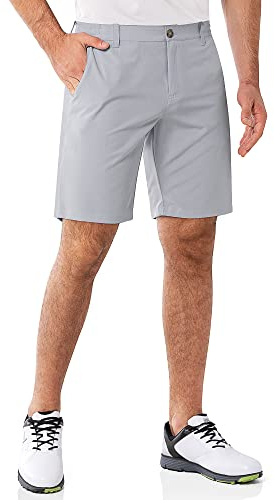 33,000 fot herr golfshorts stretch bermudashorts UPF 50 lätta korta golfbyxor chinos shorts sommarshorts med 3 tehållare och 4 fickor 23 cm för golf, silvergrå, 36