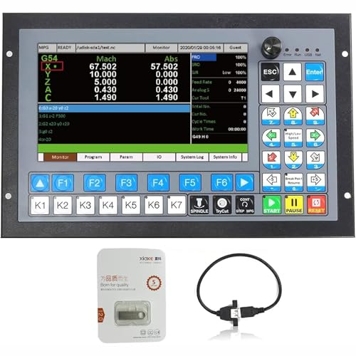 RATTMMOTOR CNC Control System DDCS Expert, 5 Axis Offline Motion Controller PLC 1MHz G Code U Disk with CNC Handwheel MPG for CNC Engraving Milling Machine