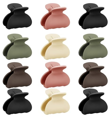 PROPOG Mini Mollette Capelli Donna, 12 Pezzi Mollettone Capelli Donna Ragazze Antiscivolo Pinze Per Capelli 4 Cm Pinza Per Capelli Opaco Mollette Per Capelli Mollettoni Capelli Accessori