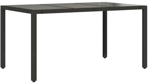 vidaXL Tavolo da Giardino Piano in Vetro Nero 150x90x75 cm Polyrattan