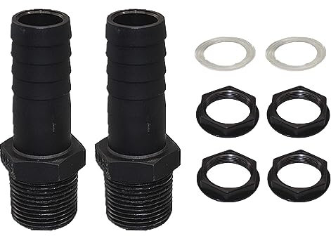 2 Stück Regentonnendurchführung,Tankdurchführung 1 Zoll Außengewinde,mit Schlauchtülle 25mm (1 Zoll) Schlauchanschluß,für Regentonne,Wassertanks,Zisternen