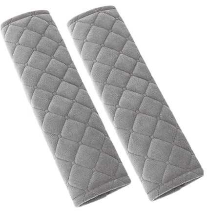 2-Pack Fleece Car Seat Belt Shoulder Pad Covers, Soft Cotton Blend Velvet Seat Belt Strap Cushions for Adults, Universal Fit, Grey