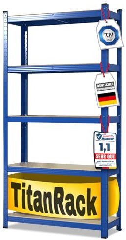 KARAT Scaffalatura per carichi pesanti per garage, cantina, officina, scaffalatura a incastro, scaffalatura larga, scaffale angolare, scaffale per pneumatici (blu, 200 x 120 x 60 cm)