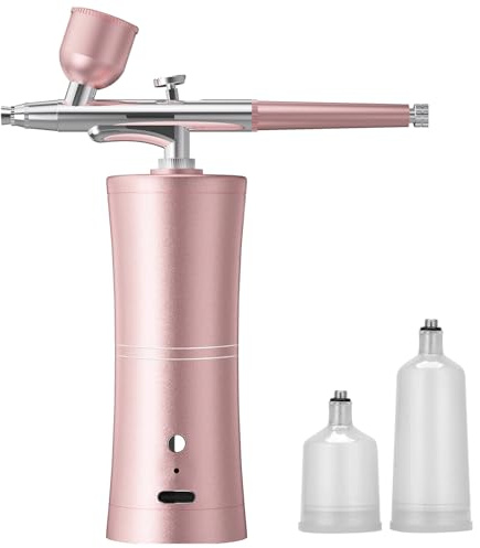 Nagelairbrush-maskin, justerbar airbrush-kit med kompressor, trådlös luftborstpistol med indikatorljusdisplay för nagelkonst, målning, smink, hudåterfuktning, luftborstsats med kompressor