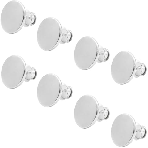 Pine & Linen 8 Sets Silver Adjustable Pants Button, Reusable Jean Buttons Pins No-Sew Replacement Tightener, Metal Button for Loose Jeans/Adjustable Waist
