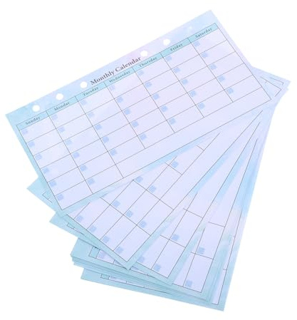 NUOBESTY A6 Monthly Planner Refill Sheets for 6 Ring Binder Undated Loose Leaf Calendar Inserts Budget and Meal Planning Inserts 14 Sheets for Organizing Work and Personal Finances