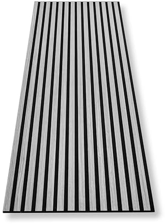 HAGEFOL® Panneaux acoustiques autocollants 240x56 cm, Couleur: Gris, Panneaux muraux aspect bois, décoration murale, paroi à lamelles 3D en bois plaqué sur feutre acoustique (2 pièces, 240x28 cm dans