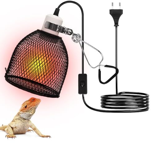 SUNOYA Lampe chauffante pour reptiles, panier de protection, abat-jour pour reptiles, terrariums, panier de protection avec variateur d'intensité, abat-jour chauffant pour reptiles, tortue, lézard