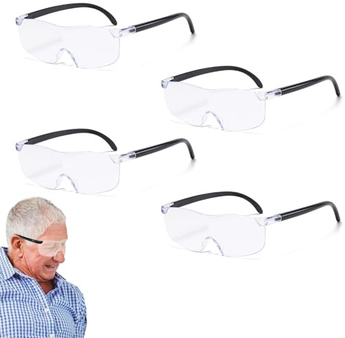 4 gafas de lupa, gafas de aumento, gafas de aumento, gafas de lupa para usuarios de gafas, gafas de lupa con luz, gafas de zoom, 300%, 500%, 800%,1000%,adecuadas para lectura, costura, manualidades