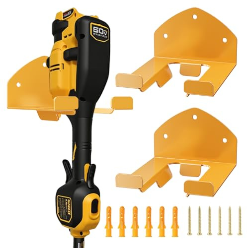 Liantaul Upgraded Garage Organizer Trimmer Rack, Heavy Duty Power Tool Hanger Weed Whackers Holder Wall Mounted for d-e-walt String Trimmer, Battery Powered 2 Pack