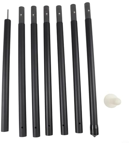 Carbon Fiber Tarp Poles Adjustable Canopy Rods Tent and Awning Replacement Multi Section Design with Luminous Cap Thimble Storage Bag for Camping Hiking Outdoor Use 1.7-2.9m(2.9m)