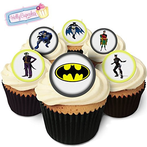 Holly Cupcakes 24 Toppers à Gâteau Batman Anniversaire Noir Jaune
