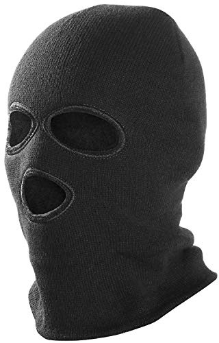 Trixes - Pasamontañas unisex, color negro, 3 agujeros estilo SAS, perfecto para snowboard, esquí, ciclismo e invierno, talla única