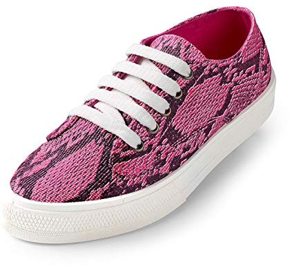 Damen Fashion Sommer Sneaker Halbschuhe Freizeit pink Glitzer Schuhe Schnürschuhe Textil Animal (42 EU)
