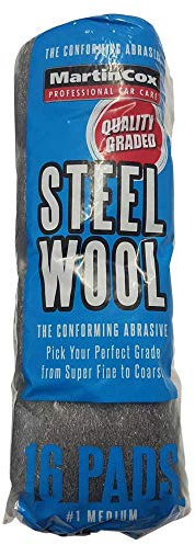 16x Lana de acero Grado 1 Martin Cox Almohadillas de lana de alambre de acero para limpieza, acabado y pulido de metal, madera y carrocería automotriz