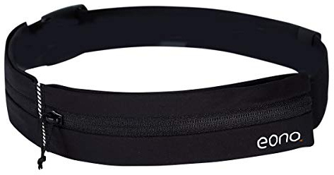 Eono Water Resistant Running Belt with Adjustable Elastic Strap, Large Capacity Running Waist Pack for Workouts, Exercise, Cycling, Walking, Travel & Outdoor Activities (Black)