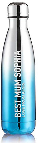 Personalised Insulated Water Bottle 12 Hours Hot & 24 Hours Cold 500ML / 17oz Vacuum Flask Stainless Steel Bottles for Christmas Gift School Office & Hiking Outdoor(Silver & Blue,Role)