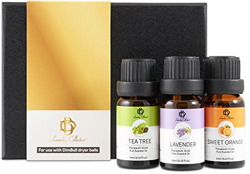 DimBull Laundry Essential Oil Set – 3 x 10ml Lavender, Tea Tree & Sweet Orange, Therapeutic Grade, Gift Set for Laundry & Aromatherapy