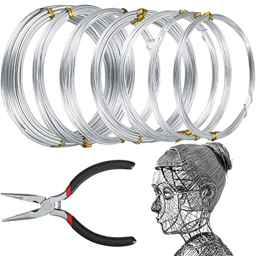 1 Rollen Basteldraht zum Basteln, Basteldraht,Aluminiumdraht,Schmuckdraht, Bindedraht für DIY Modellbau Bastel Draht, Florist Craft Schmuckdraht, mit Pinzette (Silber, 0.8/1/1.2/1.5/2/3mm*5m)