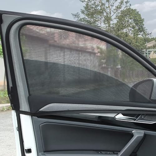 Auto Sonnenschutz Netz, Hillylolly Sonnenschutz Auto mit UV Schutz, Seitenscheibe Vorne, für Autoscheiben, für SUV/Kombi/Kleinwagen etc (Schwarz, Vorderseite 2)