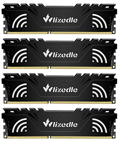 Wlizedle DDR3 Desktop Memory RAM 32GB Kit (4x8GB) 1600MHz CL11 UDIMM, PC Arbeitsspeicher PC3-12800 240-Pin 1,5V Non-ECC 2Rx8 Computer Speicher Upgrade für Rechner, Schwarz