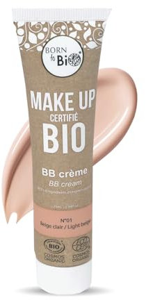 BORN TO BIO BB Crème Bio - Fond de Teint Hydratant Teinté Naturel pour un Teint Unifié & Éclatant - Creme Teintée Visage pour Femme - Maquillage pour le Teint Bio (Beige Clair, 25ml)