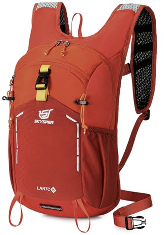SKYSPER Wanderrucksack 15L Rucksack Herren Klein Tagesrucksack Leichter Trekkingrucksack für Wandern Tagesausflüge Reisen Orange
