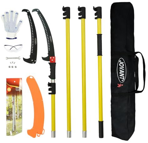 Scie télescopique avec tige télescopique de 4 m, longueur réglable, élagueuse haute, scie à élaguer télescopique professionnelle avec manchon de scie, sac de transport pour branches hautes, branches