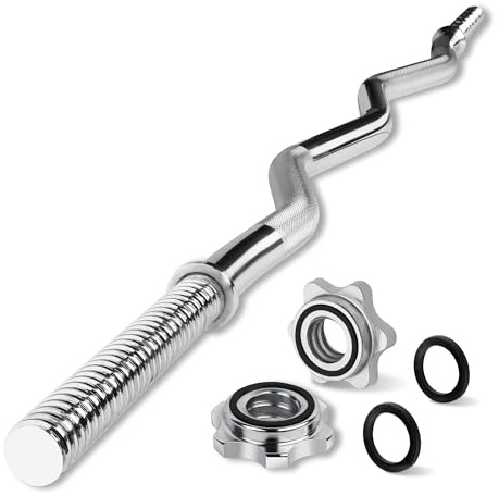 Yes4All 480 lb EZ Curl Bar, 47 In Steel Curling Barbell, 1 In Grip, Black