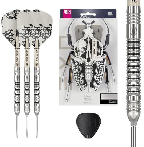 Target Darts EXO Edition 90% Tungsten Steel Tip Darts Set - 23g Barrel SP03 - Steel Tip Dart Set, Swiss Point Darts mit Pro Grip Schäften und No.6 Flights, SP Tool Included