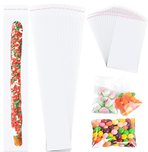 200 Stück Cellophantüten Klar Selbstklebend, Candybar-Tüten für Süßigkeiten, OPP Tütchen Wiederverschließbare Kleine Tüten für Kerzentüten Schmuck Biscuit Rod Kekse & Goodie Bags und Partygeschenke